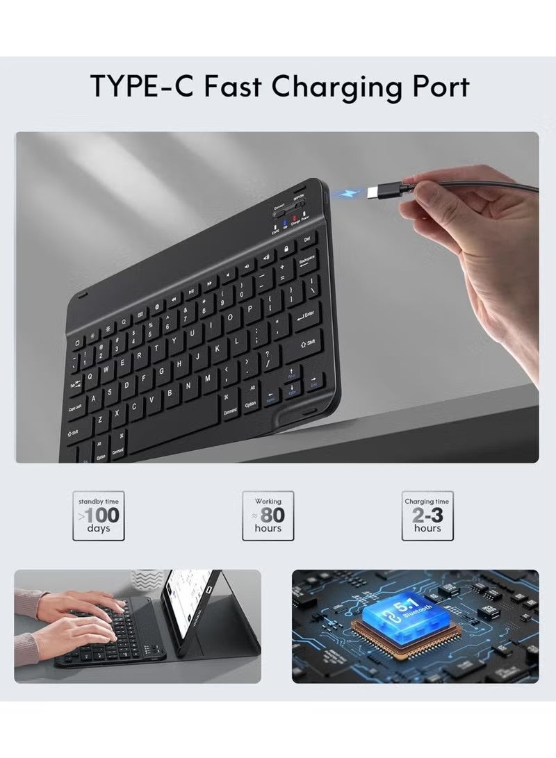 حافظة لوحة مفاتيح لجهاز Honor Pad X9a مقاس 11.5 بوصة (2025) مع ماوس - لوحة مفاتيح بلوتوث مغناطيسية قابلة للفصل ثنائية اللغة (عربي/إنجليزي)، وماوس لاسلكي قابل لإعادة الشحن - أسود - Image 4